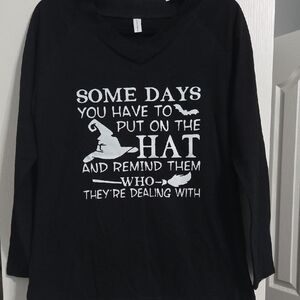 Black Witch Hat Graphic Long Sleeve Shirt